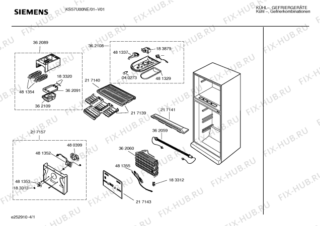 Схема №3 KS57U00NE с изображением Корпус для холодильника Siemens 00362108
