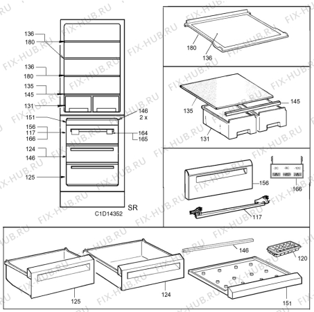 Взрыв-схема холодильника Electrolux KSU312 - Схема узла C10 Interior