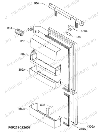 Взрыв-схема холодильника Electrolux ENG2797AOW - Схема узла Door 003