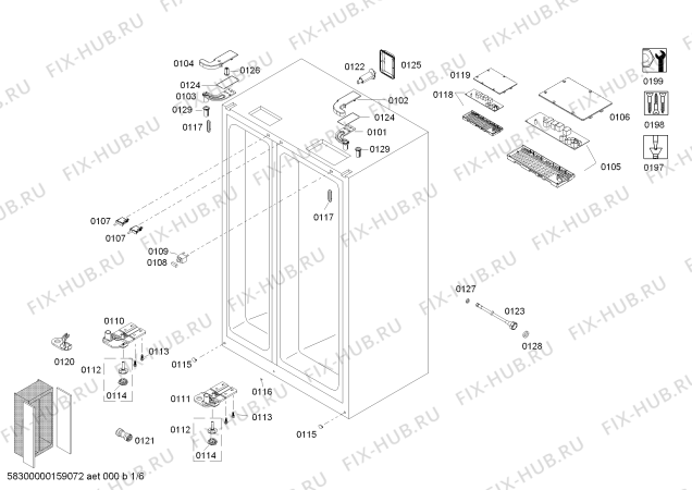 Схема №6 KAD62V40SA с изображением Дверь для холодильной камеры Bosch 00711764