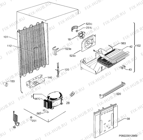 Взрыв-схема холодильника Electrolux ENKP2549AX - Схема узла Cooling system 017