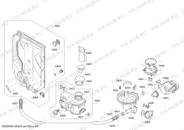 Взрыв-схема посудомоечной машины Bosch SMS58L02TR SilencePlus - Схема узла 04