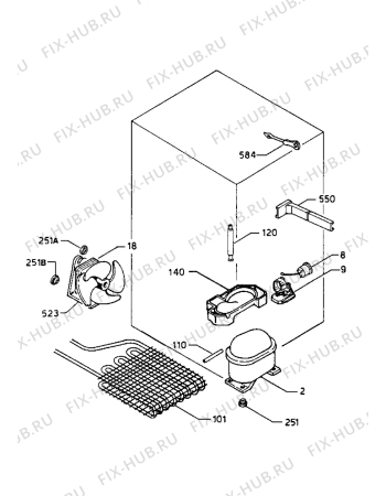 Взрыв-схема холодильника Zanussi ZU6412 - Схема узла Cooling system 017