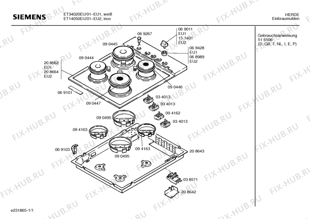 Схема №1 ET34220EU с изображением Панель Bosch 00090446