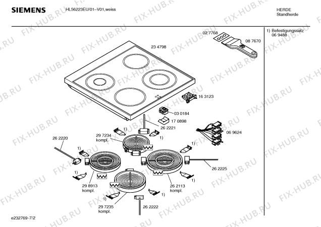 Схема №6 HL56223EU с изображением Стеклокерамика для плиты (духовки) Siemens 00234798