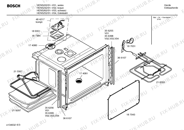 Взрыв-схема плиты (духовки) Bosch HEN5222 - Схема узла 03