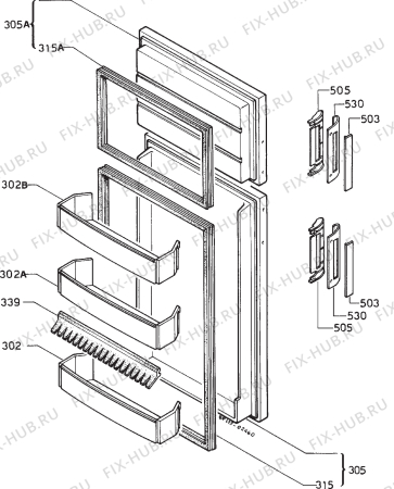 Взрыв-схема холодильника Electrolux TR642 - Схема узла Door 003