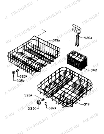 Взрыв-схема посудомоечной машины Zanussi ZW4500 - Схема узла Baskets, tubes 061