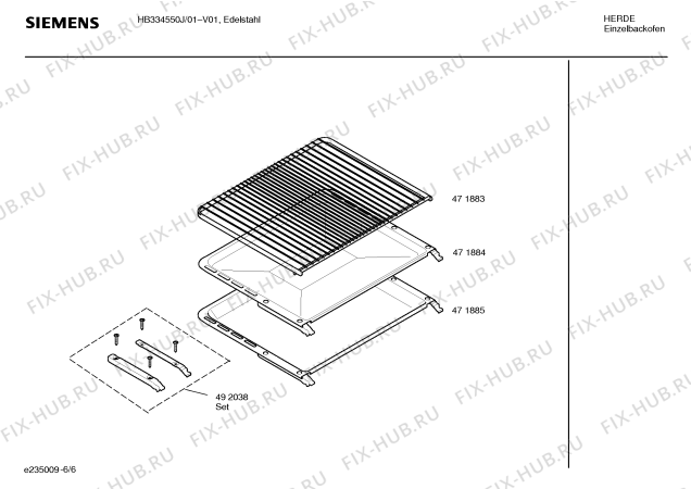 Взрыв-схема плиты (духовки) Siemens HB334550J - Схема узла 06
