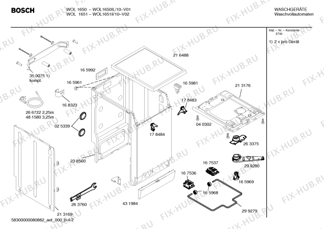Схема №3 WOL1651IL WOL1651 с изображением Инструкция по установке и эксплуатации для стиральной машины Bosch 00592037