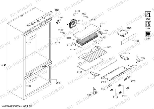 Схема №7 RB472704, Gaggenau с изображением Крепеж для холодильной камеры Bosch 00771853