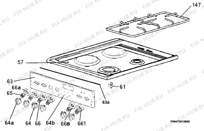 Взрыв-схема плиты (духовки) Electrolux EKC5617 - Схема узла Section 4