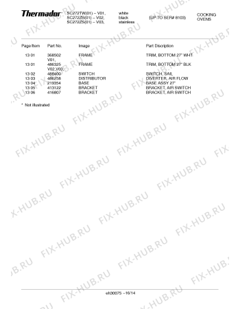 Схема №13 SC272TB с изображением Стеклянная полка для духового шкафа Bosch 00142830