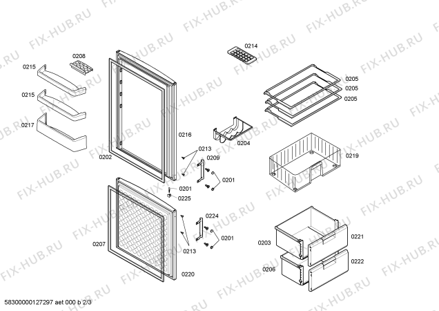 Схема №3 KGVFUQ1CH с изображением Дверь морозильной камеры для холодильника Bosch 00684637