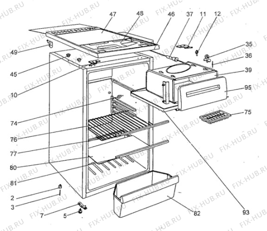 Взрыв-схема холодильника Tricity Bendix RF2403 - Схема узла Cabinet + furniture (extra)