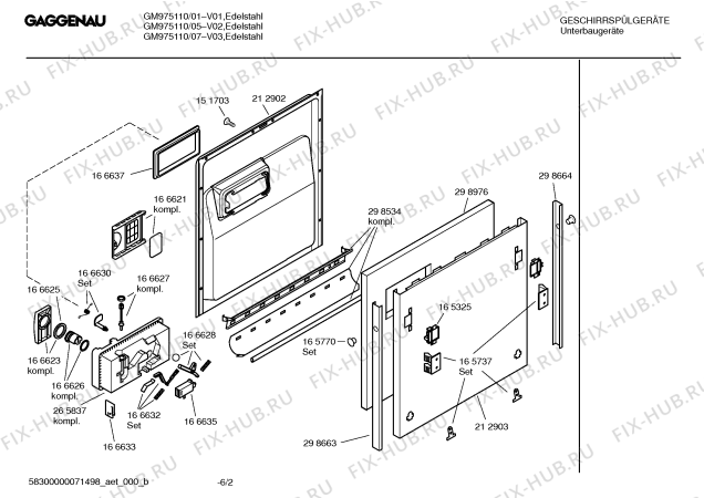 Взрыв-схема посудомоечной машины Gaggenau GM975110 - Схема узла 02