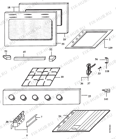 Взрыв-схема плиты (духовки) Aspes CA1-31BUTANO - Схема узла Section 2