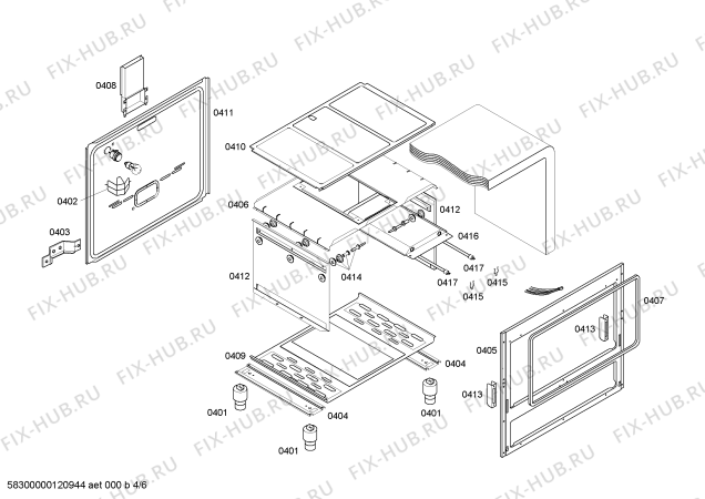 Взрыв-схема плиты (духовки) Bosch HSK66I45E9 P3 76 PS INOX GE 127V (CKD) - Схема узла 04