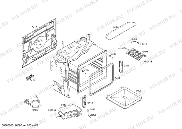 Взрыв-схема плиты (духовки) Bosch HSG202020F - Схема узла 04