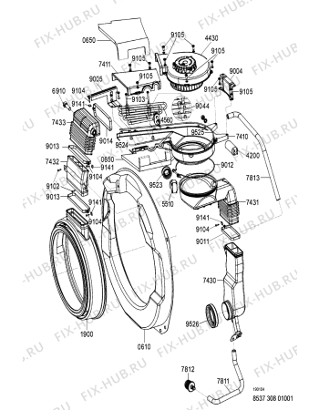 Схема №4 AWG 308 с изображением Бак (полубак) для стиралки Whirlpool 481241818421