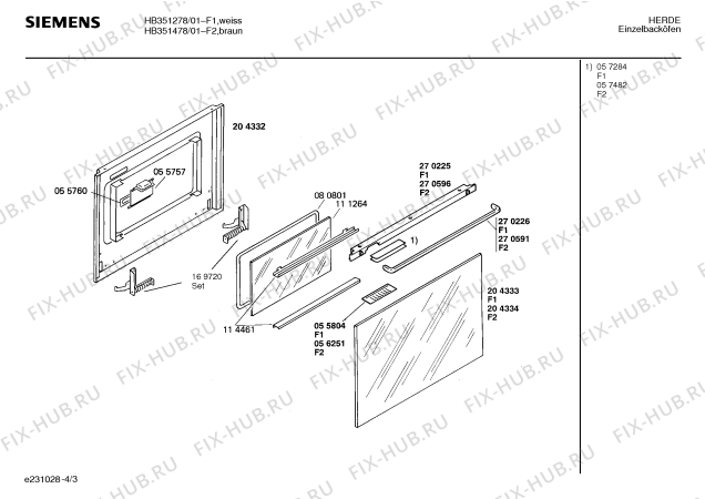 Взрыв-схема плиты (духовки) Siemens HB351478 - Схема узла 03