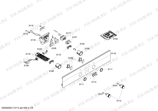 Схема №6 HB530260 с изображением Панель управления для духового шкафа Siemens 00660358