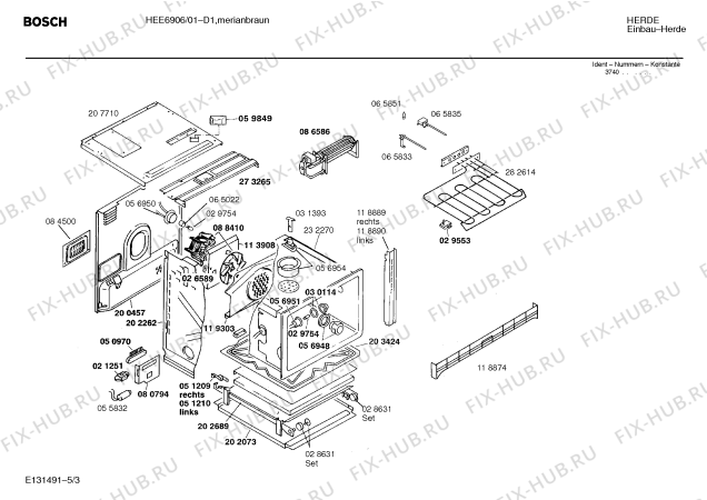 Взрыв-схема плиты (духовки) Bosch HEE6906 - Схема узла 03