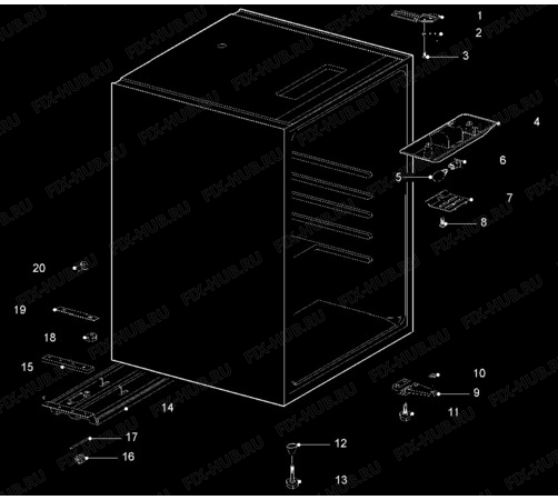 Взрыв-схема стиральной машины Electrolux ER1146T/CH - Схема узла Cabinet + armatures