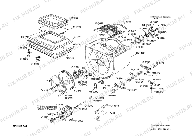 Взрыв-схема стиральной машины Bosch 0722044163 V910 - Схема узла 03