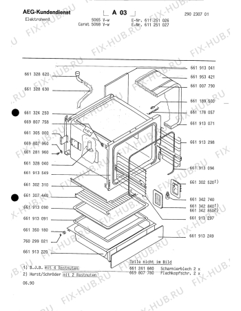 Взрыв-схема плиты (духовки) Aeg 5068 V W CARAT - Схема узла Section2