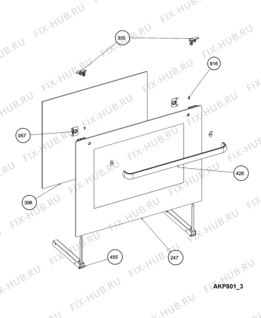 Взрыв-схема плиты (духовки) Whirlpool AKW301IX (F102568) - Схема узла