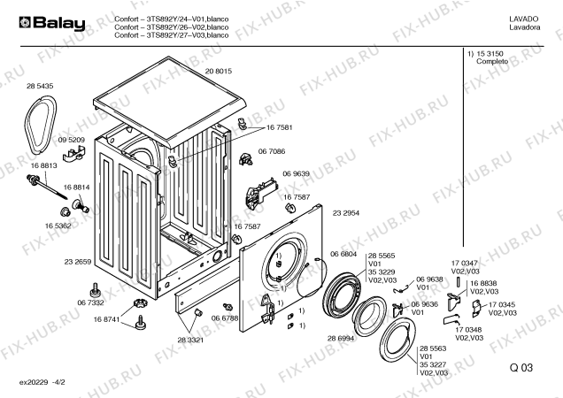 Схема №4 3TS892Y CONFORT с изображением Инструкция по эксплуатации для стиральной машины Bosch 00522023