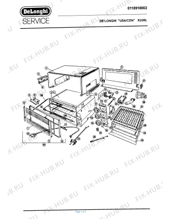 Схема №1 XU30L с изображением Элемент корпуса для плиты (духовки) DELONGHI 708972