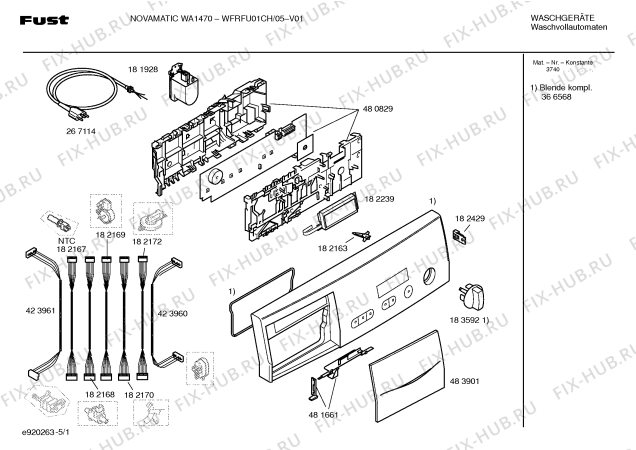 Схема №4 WFRFU01CH Fust Novamatic WA1470 с изображением Панель управления для стиралки Bosch 00366568