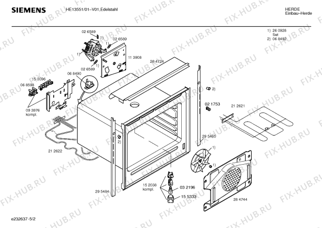 Взрыв-схема плиты (духовки) Siemens HE13551 - Схема узла 02