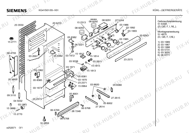 Схема №3 KG41S00 с изображением Инструкция по эксплуатации для холодильной камеры Siemens 00516339