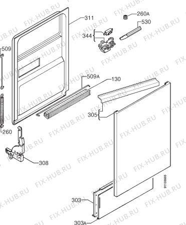 Взрыв-схема посудомоечной машины Elektro Helios DWS 5718 - Схема узла Door 003
