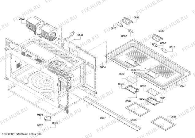 Схема №6 HMV8053U Bosch с изображением Скоба для микроволновой печи Bosch 00631441