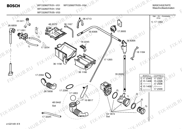 Схема №4 WFO2060TR Bosch Maxx WFO 2060 с изображением Инструкция по эксплуатации для стиралки Bosch 00582123