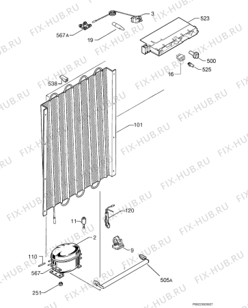 Взрыв-схема холодильника Zanker ZKF188 - Схема узла Cooling system 017