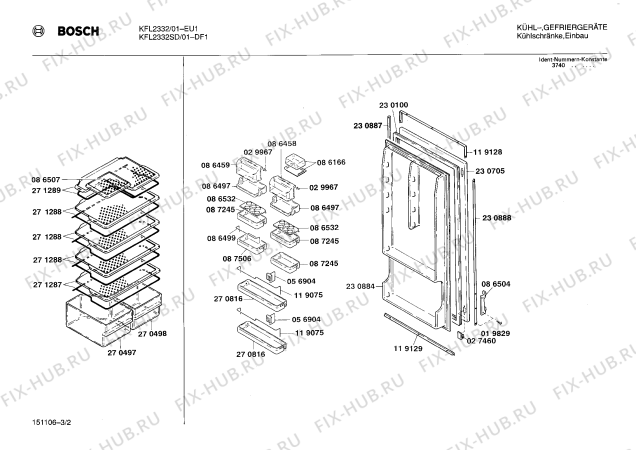 Взрыв-схема холодильника Bosch KFL2332 - Схема узла 02