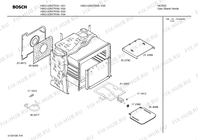 Взрыв-схема плиты (духовки) Bosch HSG122NTR - Схема узла 04