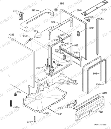 Схема №5 F65402IMOP с изображением Блок управления для посудомойки Aeg 973911664003044