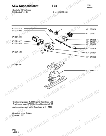 Взрыв-схема холодильника Aeg S2144-4 I - Схема узла Refrigerator cooling system