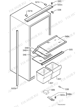 Взрыв-схема холодильника Juno Electrolux JRN40102 - Схема узла Housing 001