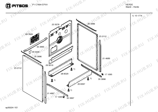 Схема №5 P1C7604EP с изображением Панель управления для духового шкафа Bosch 00362095