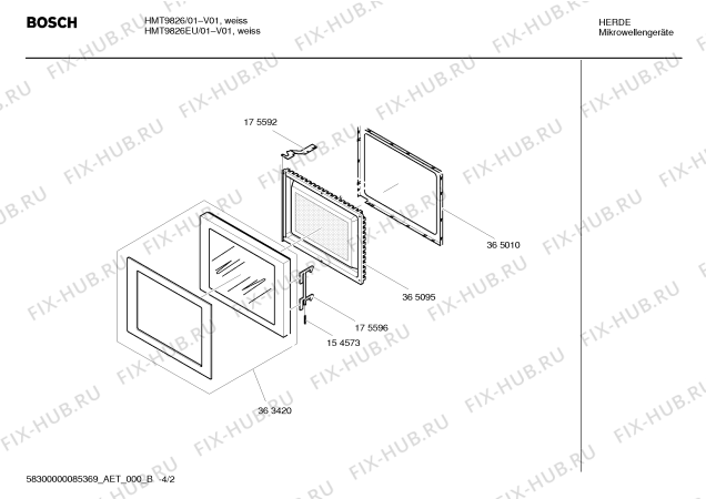 Взрыв-схема микроволновой печи Bosch HMT9826 - Схема узла 02