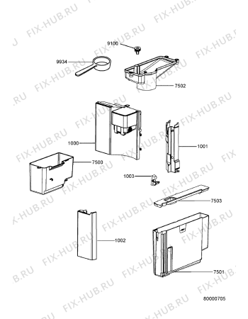 Взрыв-схема кофеварки (кофемашины) Whirlpool KSCX3610 (F091722) - Схема узла