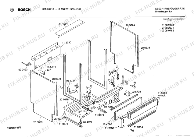 Взрыв-схема посудомоечной машины Bosch 0730201565 SMU6210 - Схема узла 04
