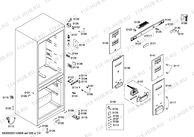 Схема №4 KG46NP94 с изображением Дверь для холодильной камеры Siemens 00248724
